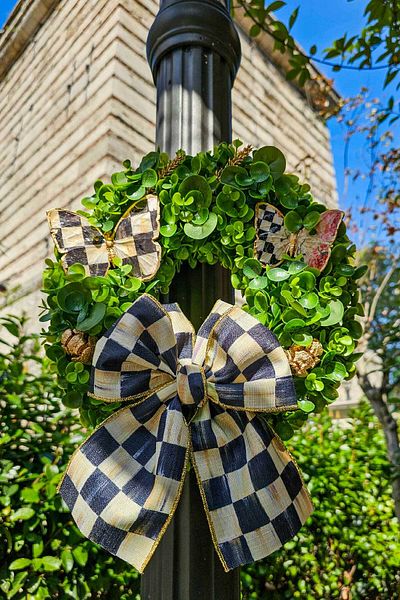 Ella's Design Studio Model 7 Door Ornament - Special Design Butterfly Object, Ribbon Door Wreath, New Year's Gift, Diameter 32cm