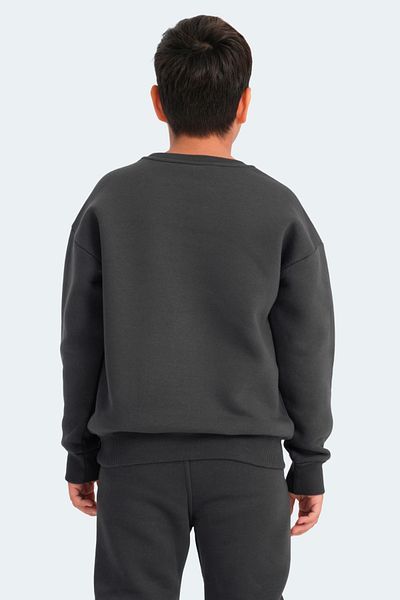 Slazenger LOGAN Унисекс детски суитшърт, тъмносив