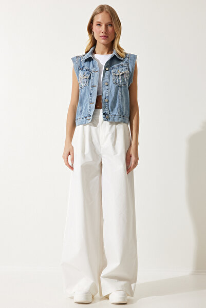 Lovelyİstanbul Denim Chain Vest - Blue Lrv0083