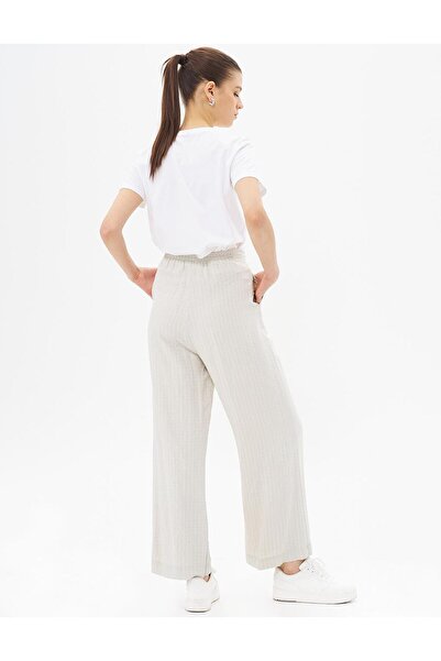 KYR Cream Colored Elastic Waist Tasseled Trousers