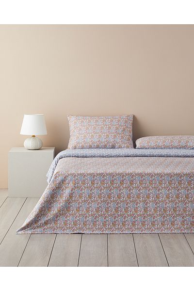 English Home Orange Crispy Bouquets - Set de lenjerie de pat cu două fețe ușor de călcat 160x220 cm