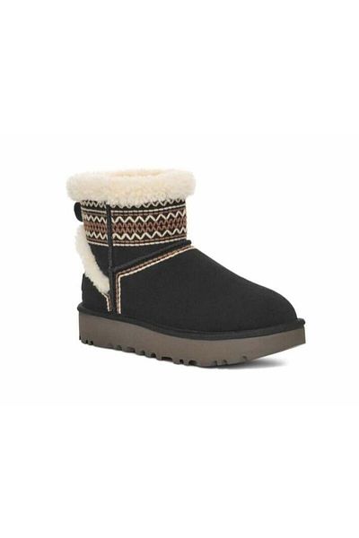 UGG Women's Platform Sole Fur Detailed Comfortable Black Boots & Bootie 1158281 -Black