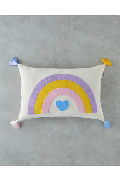English Home Sweet Rainbow Bebe Dekoratif Kırlent 33x50 cm Ekru
