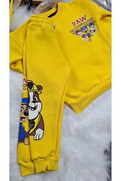 Prime Butik Paw Patrol 3 Yarn Tracksuit Set for Boys - Yellow Color, Bottom and Top Set