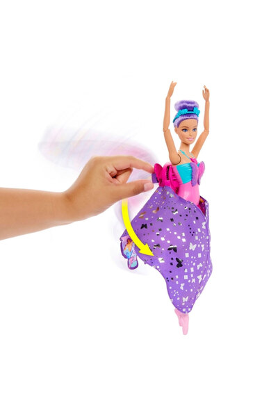 Barbie Kelebek Dansçı Bebek Dansçıdan kelebeğe dönüşebilen 2'si 1 arada mor saçlı HXJ10