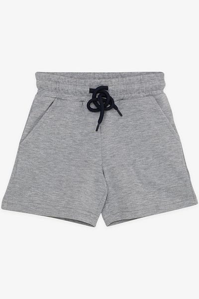 Macawi Gray Melange Girl's Shorts - Elastic Waist, Pockets and Laces, Age 3-7