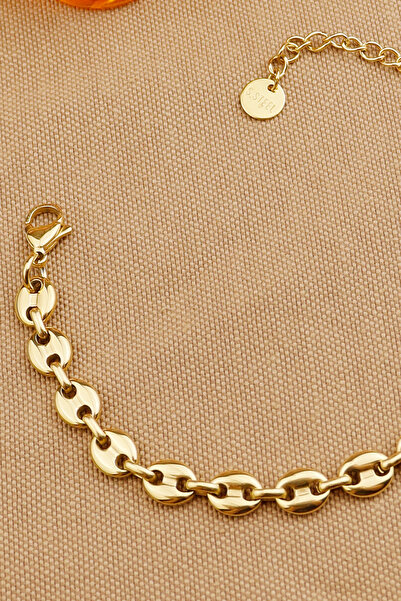 Keyifli Hayaller Uğur Böceği- Düğme Model 316L Gold Şık Solmaz Çelik Bileklik 17+5cm Trend Paslanmaz Kararmaz