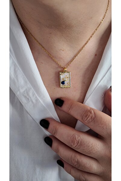 Selen Aksesuar قلادة نسائية من الفولاذ المينا التارو