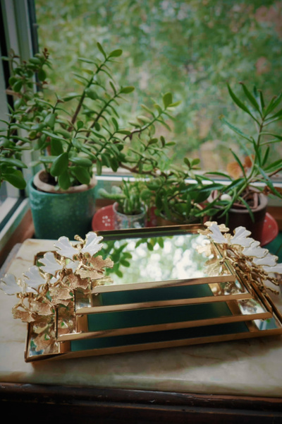 Nazik Home Laura Gold-Mine Mini Tray with Butterfly Handles (22 X 15 cm)