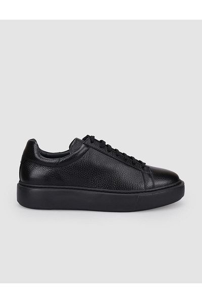 Cabani 100% Genuine Leather Black Lace-Up Men's Sports Shoes