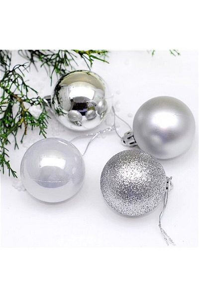Happyland Christmas Tree Decoration 6 Cm Silver Ball 6-Piece Silver Colored Cici Ball