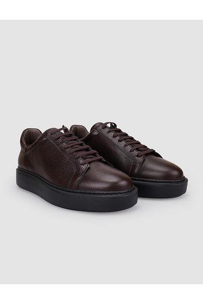 Cabani 100% Genuine Leather Brown Lace-Up Men's Sports Shoes