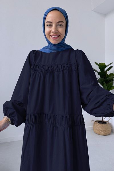 Ka Hijab Άνετο Hijab Φόρεμα Ποπλίνα - Navy Blue