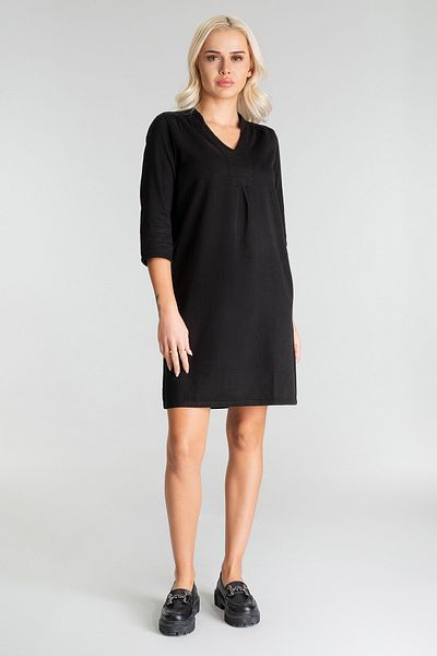 Bold & Young Rochie legendară de damă din bumbac cu mâneci 3/4 și buzunare cu șnur