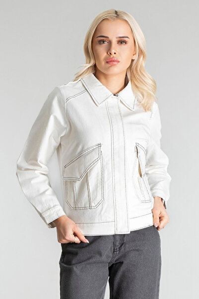 Bold & Young Women's Cotton Lycra Fabric Zippered Cap Pocket Jacket