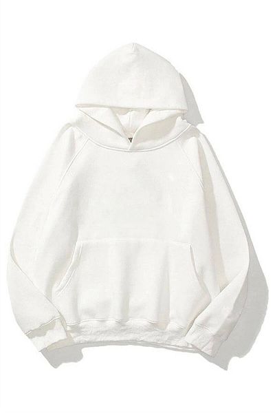 Trendiz Unisex Λευκό Φούτερ Basic Hoodie