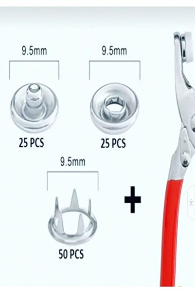 NEBİL HOME Metalik 9.5 Mm Metal Çıt Çıt, El Pensesi, Set, Gömlek Ve Bebe Çıtçıt Montaj Seti1