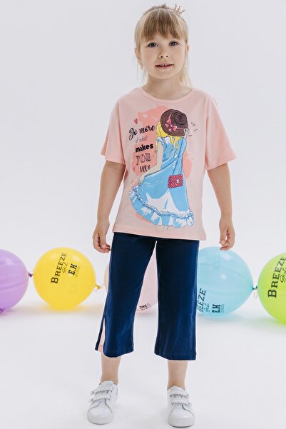 Breeze Set Pantaloni Capri Imprimați 6-12 Ani - Somon