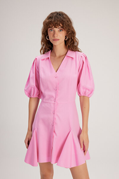 adL Ballon Kollu Mini Elbise