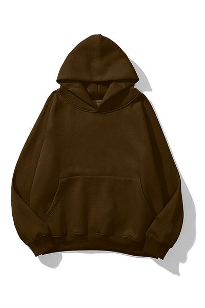 Trendiz Unisex Φούτερ Basic Hoodie Σκούρο Καφέ