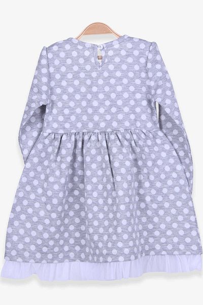 Breeze Girl's Long Sleeve Dress Polka Dot White Floral 3-7 Years, Gray