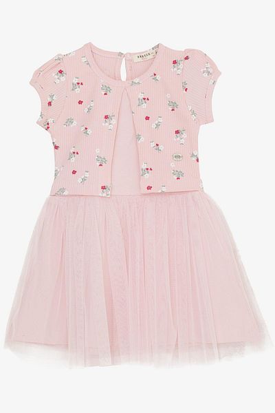 Breeze Pink Flower Patterned Girl's Dress - Age 3-8, Coat of Arms