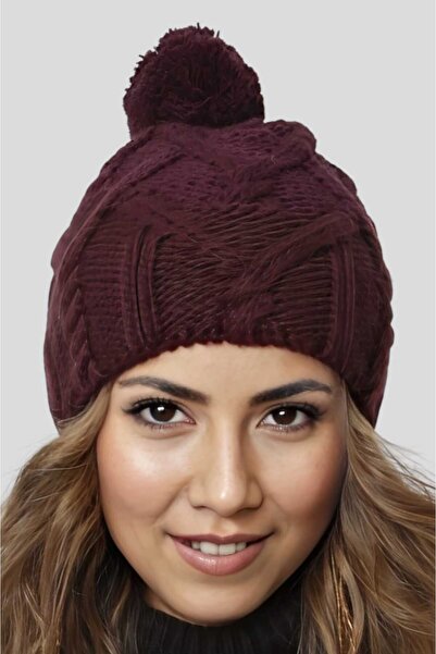 Trenderrs Дамска зимна плетена шапка с помпон