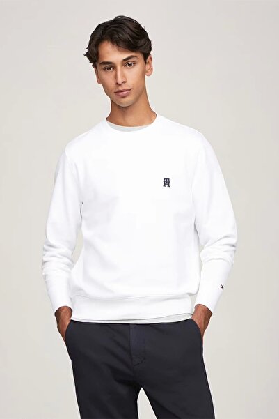 Tommy Hilfiger MONOGRAM IMD SWEATSHIRT Erkek BEYAZ Sweatshirt MW0MW34400YBR