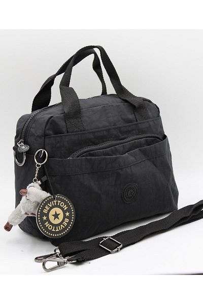 Bevitton Women's Black Zippered Lined Multi-Compartment Bag with Adjustable Strap 4200