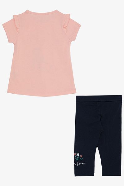 Breeze 1-4 Years Girl's Capri Tights Set - Printed Salmon