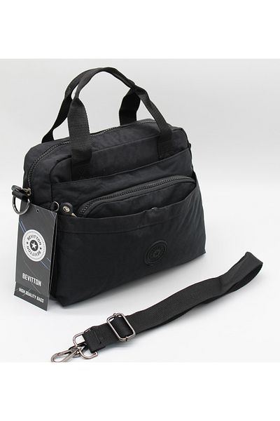 Bevitton Women's Black Zippered Lined Multi-Compartment Bag with Adjustable Strap 4200