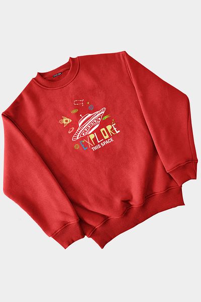 Vtklmn Vatkalimon Kids Разгледайте червен суитшърт с щампа за момиче и момче