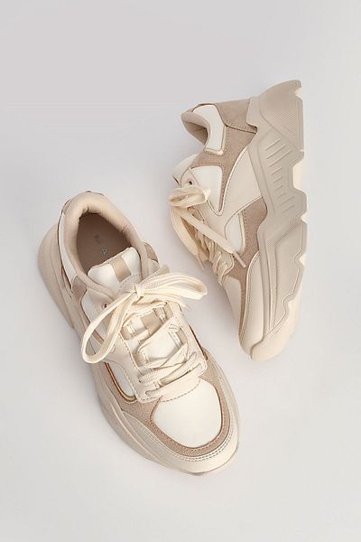 Marjin Damen Sneakers Dicke Sohle Schnürschuhe Sportschuhe Gonlez Beige