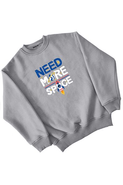 Vtklmn Vatkalimon Kids Суитшърт с принт "Need More Space" за момичета и момчета, сив