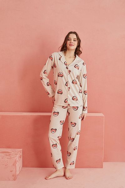 STRAWBERRY COTTON BUTTONED PAJAMA SET