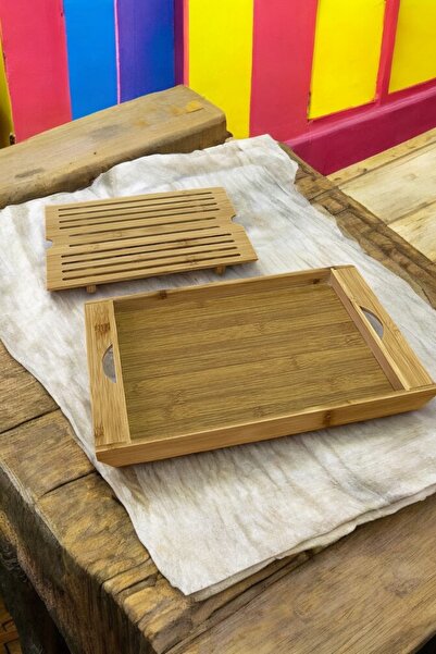 CERATALE Bambu Ekmek Kesme Tahtası, Izgaralı Kesme Tahtası - 37*22 CM