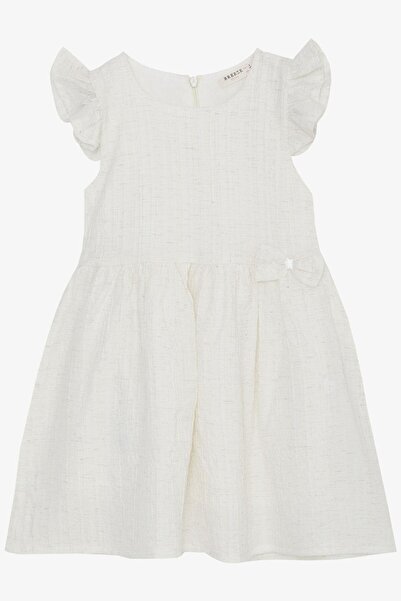 Breeze Girl's Dress with Bow and Ruffled Sleeves Age 3-7, Ecru