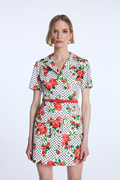 adL Mert Aslan Desenli Mini Elbise