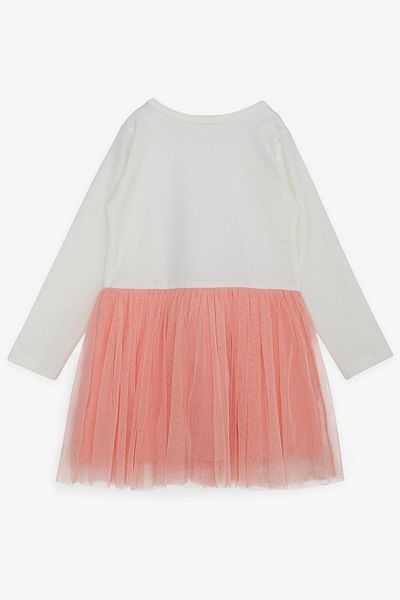 Breeze Girls Long Sleeve Dress Tulle Letter Printed 1.5-5 Years Old, Ecru