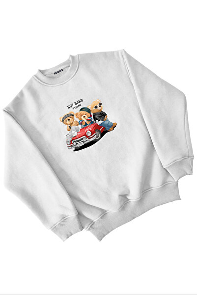 Vtklmn Vatkalimon Kids Λευκό φούτερ για αγόρια με στάμπα Boy Band