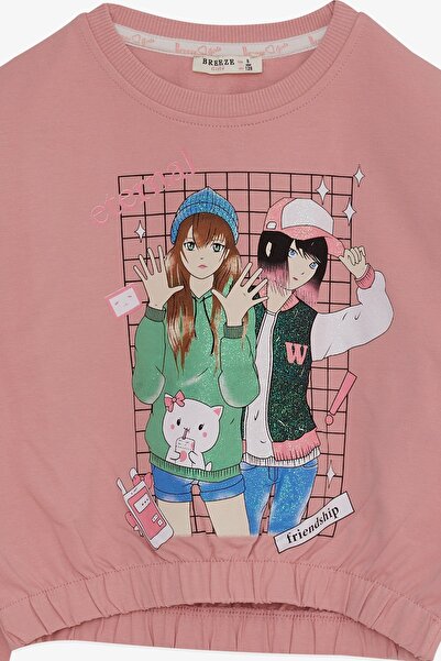 Breeze Σετ φόρμας για κορίτσια Glittery Girl Printed 8-12 ετών, Dusty Rose