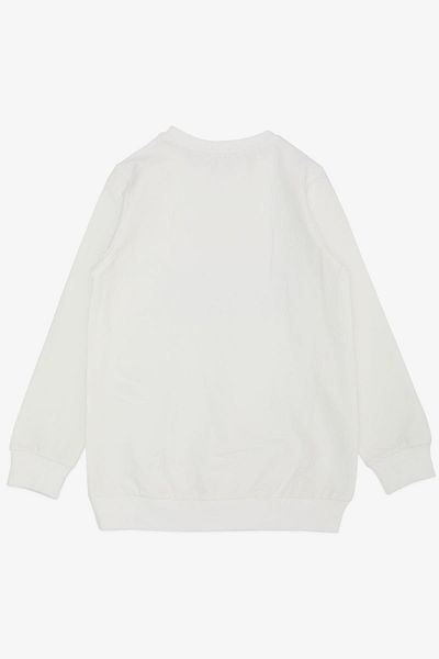 Breeze Суитшърт за момиче с позлатен текст, 6-12 години, цвят екрю
