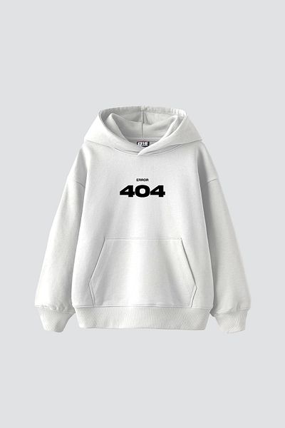 Sekizbiraltı 404 Error Printed Oversize Unisex Premium White Hoodie