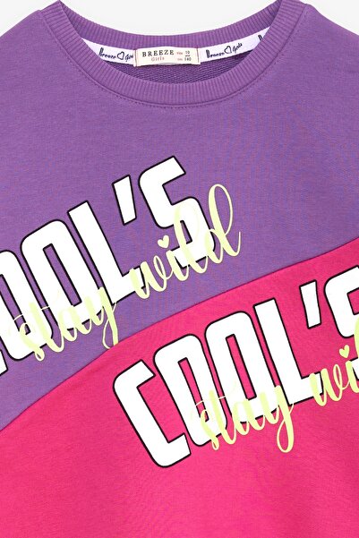 Breeze Κοριτσίστικο φούτερ με μοτίβο κειμένου τυπωμένο 10-14 ετών, μωβ