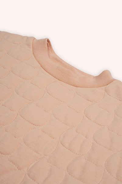 Panço Kız Çocuk Kedi Kapitoneli Somon Sweatshirt