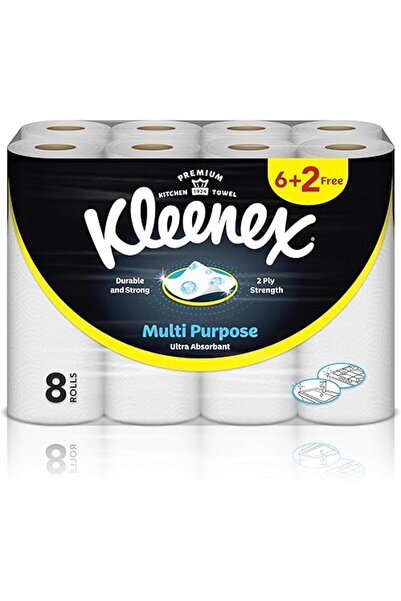 Kleenex مناديل ورقية متعددة الأغراض للمطبخ، مكونة من طبقتين، 8 لفات × 40 ورقة