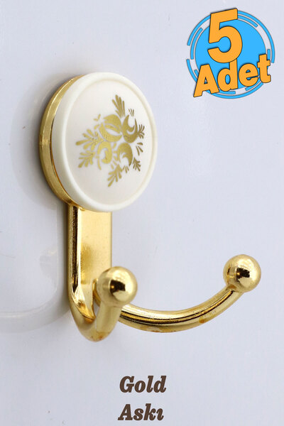 Badem10 Misket 5 Adet Gold Vestiyer Dolap Askılık Askılığı Duvar Banyo Mutfak...