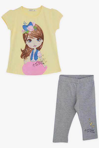 Breeze Girl's Tights Suit Sequined Girl Printed 3-8 Years, Yellow