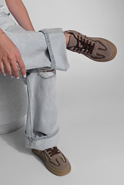 Marjin Pantofi de damă Hakos Mink - Pantofi sport retro cu talpă contrastantă