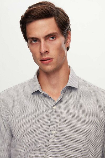 Twn Slim Fit Μαύρο πουκάμισο Dobby